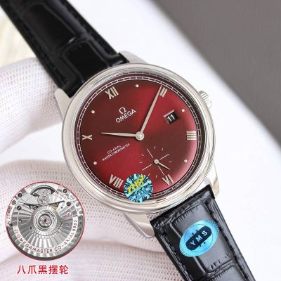 Omega 41MM Diameter 8802 Movement Stainless Steel Waterproof to 50M Dark Red Dial Watch